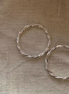 HS ｜ 泰国进口 925银 亮白银麻花闭口戒指