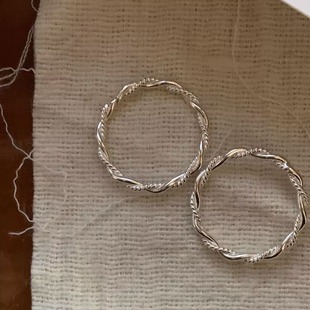 925银 泰国进口 亮白银麻花闭口戒指 ｜