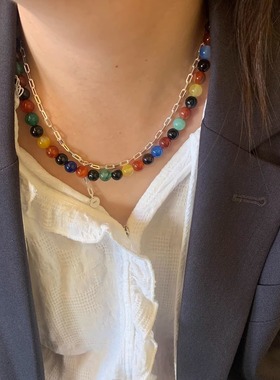 hssilver古董珠女原创项链