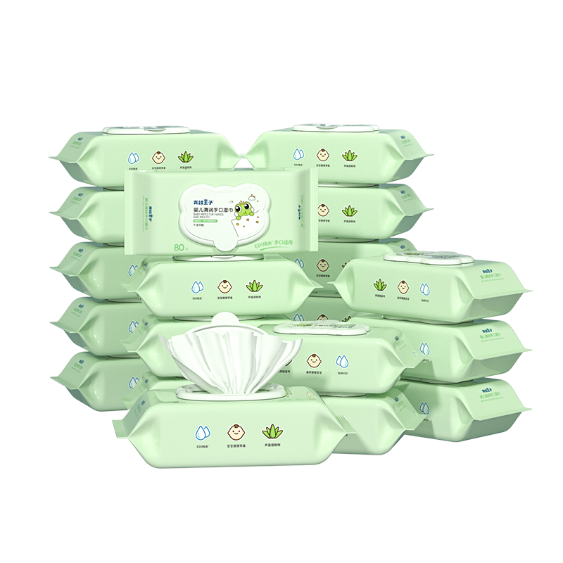 青蛙王子山茶精华湿巾加厚加大宝宝湿巾婴幼儿全家可用手口湿巾