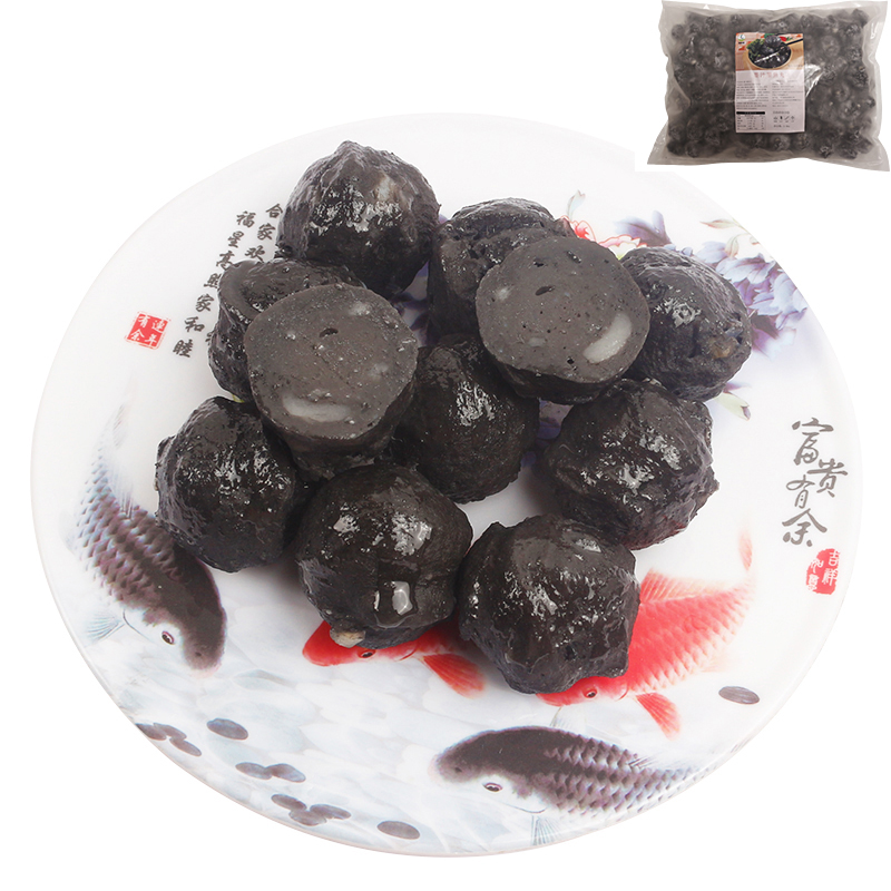 墨汁墨鱼丸拉士福 黑色鱼丸贡丸火锅食材关东煮墨斗丸  2.5kg