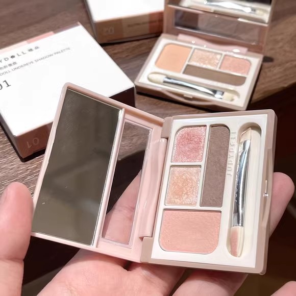 淡颜妈生卧蚕！橘朵四色卧蚕盘眼影眼眉综合盘大地灰粉色高光哑光