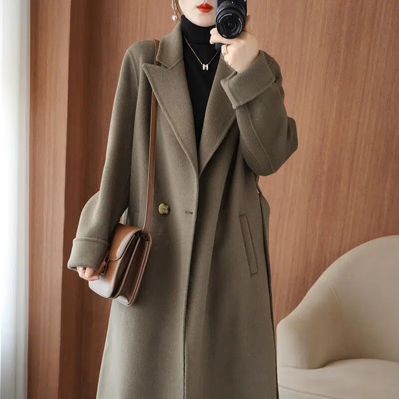 毛呢外套女气质中长款2025秋冬新款高端加厚外套大衣女