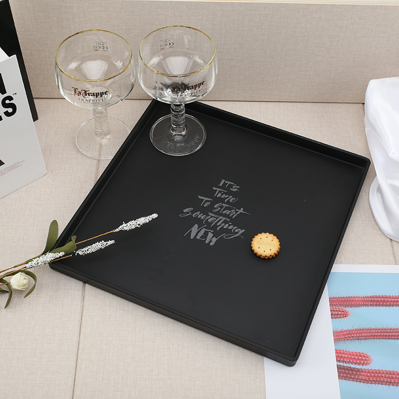 北欧方形彩色密胺收纳水杯托盘