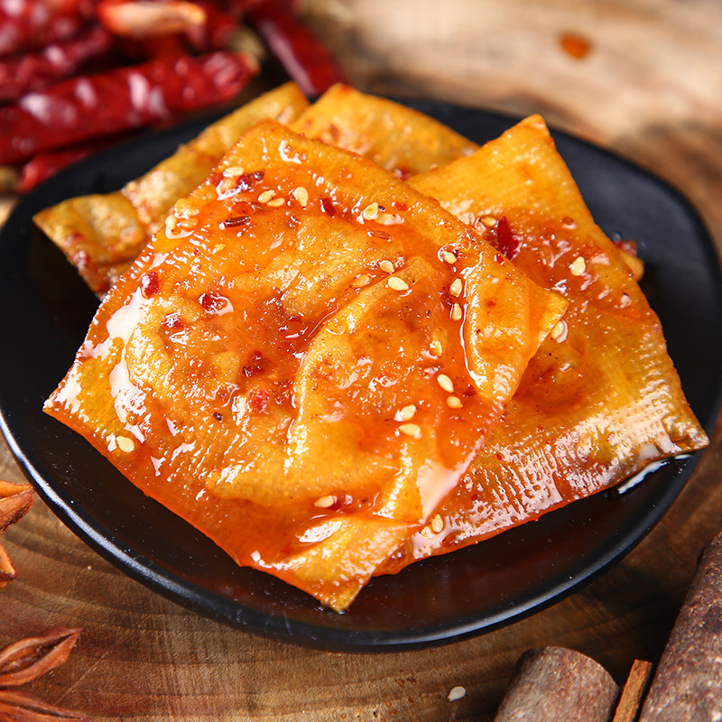 湖南特产斯娃泡泡干80g*4包香辣豆皮平江酱干豆干怀旧网红辣条