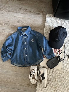 小B家 秋季儿童长袖休闲牛仔村衣男女童百搭长袖牛仔衬衫宝宝上衣