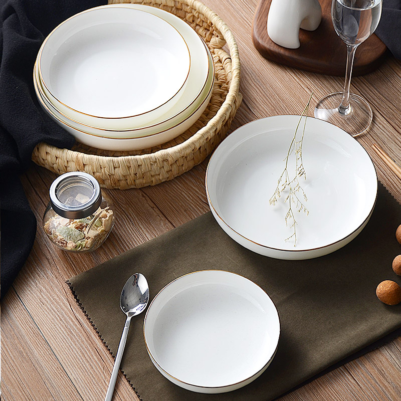 White Phnom Penh household round 8-inch bone china plate