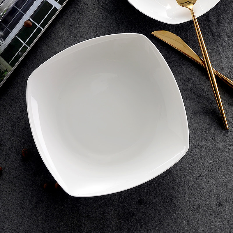 White porcelain plate white square plate for breakfast