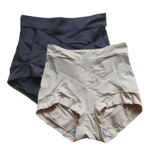 贞吻女士中腰小平角内裤 交叉腹带无痕塑形透气性感弹力 塑身收腹裤