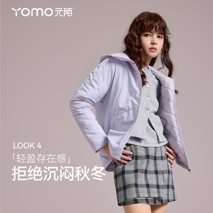 元陌两面穿女气态绒连帽超轻薄羊毛外套棉衣立领外套秋冬新款保暖