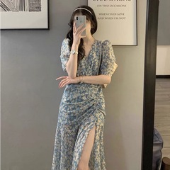 2021 new spring tea break French retro high-end feeling small daisy flower dress temperament small skirt women's summer