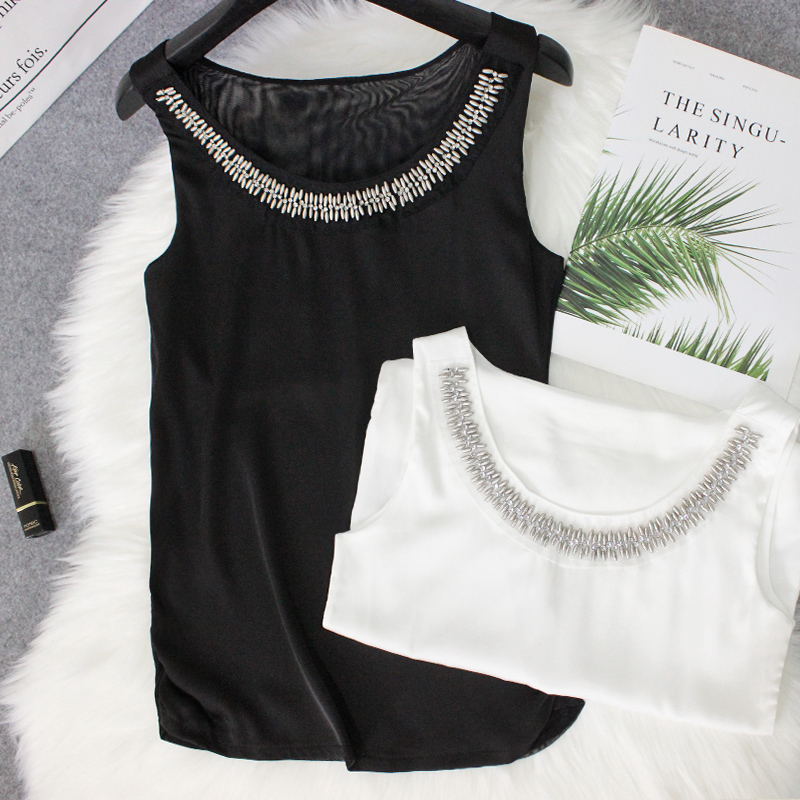 镶钻串珠重工钉珠背心