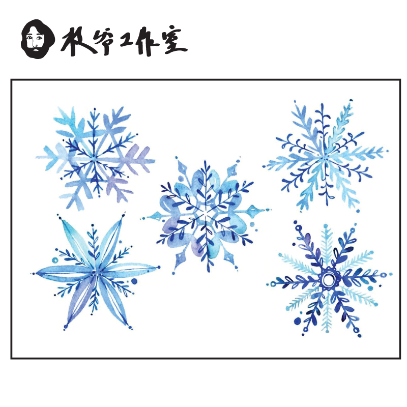 枝爷雪花纹身贴少女学院淡彩手绘ins耳朵手指锁骨白雪冰晶雪精灵