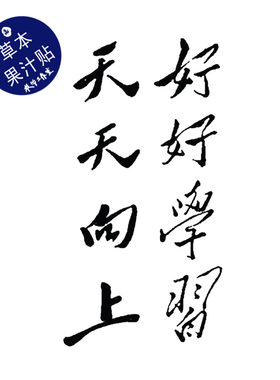 草本果汁好好学习天天向上纹身贴毛体书法防水持久励志古风手腕