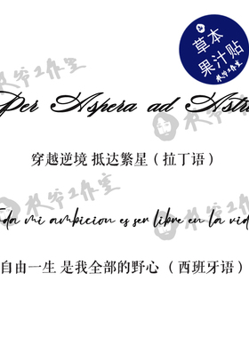 草本果汁野心纹身贴励志拉丁语西班牙语字母自由一生枝爷个性持久