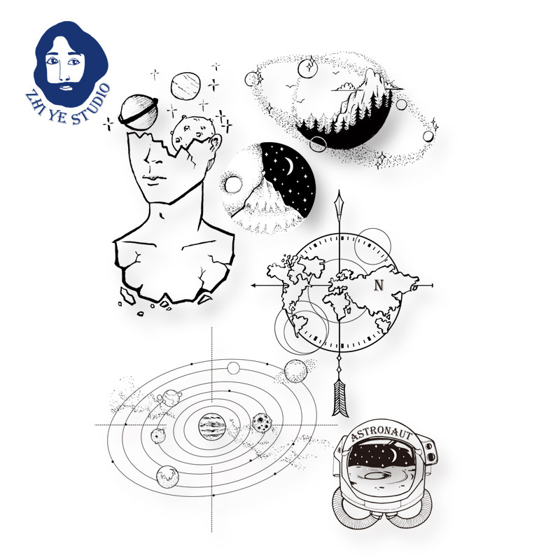 枝爷原创星辰少年星星星空防水男女星球宇航员地图买一送一发两张