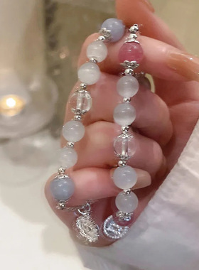 超显白~国潮新中式仿猫眼石手链2023年新款女小众设计串珠手链