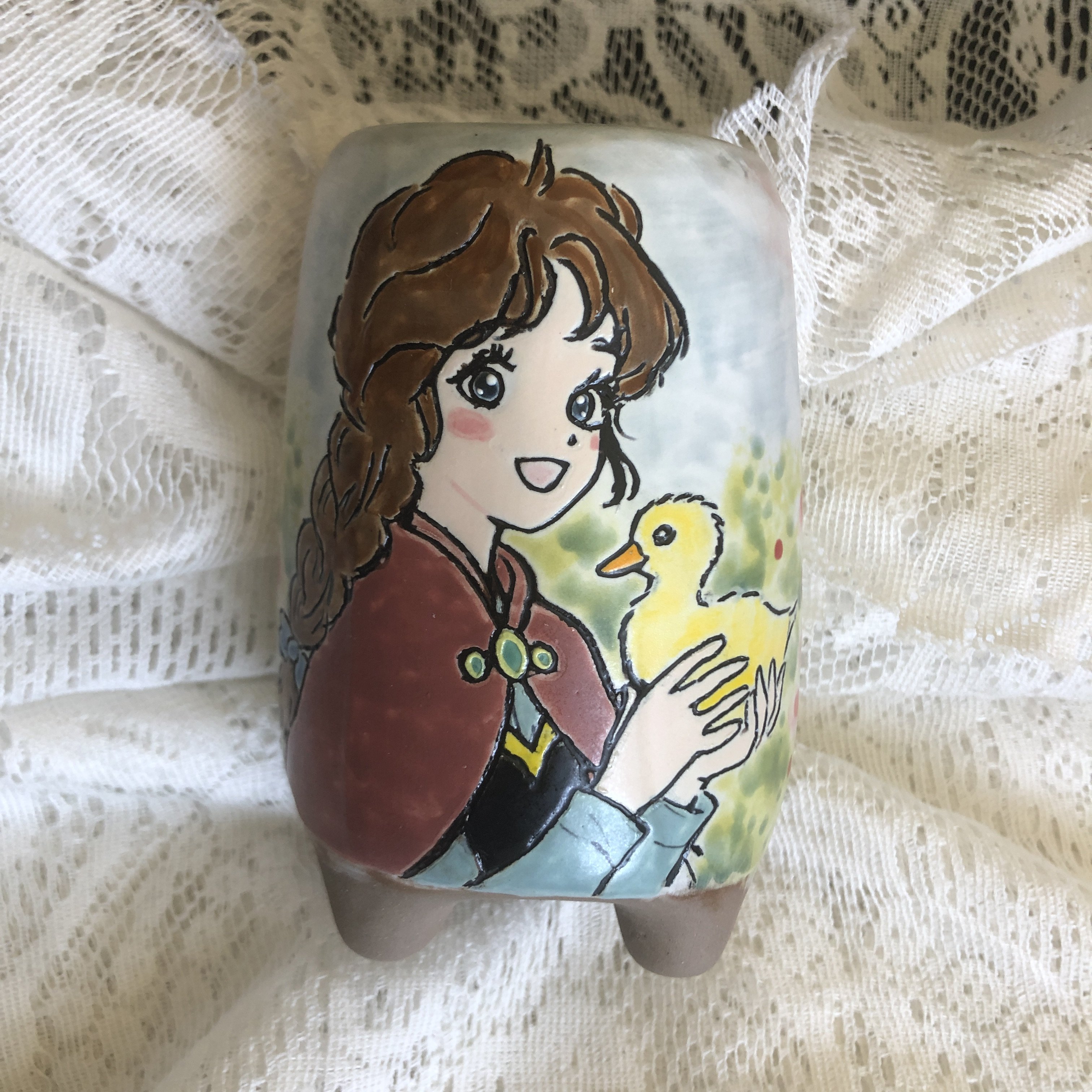 手绘多肉花盆釉烧陶瓷精工卡通网红可爱精美花盆