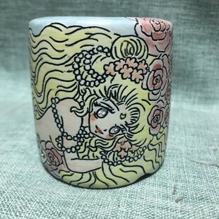 卡通美少女陶瓷花盆可爱动漫萝莉少女心手绘花盆