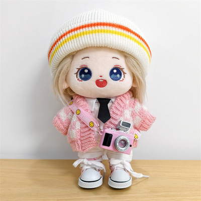 20CM白鹿棉花娃娃衣服套装骨架炸毛仔可爱女孩闺蜜礼物出生证