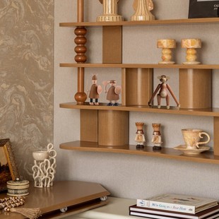 屿物为居 书柜摆件装饰品样板房书房书架中古风老钱风烛台香薰杯