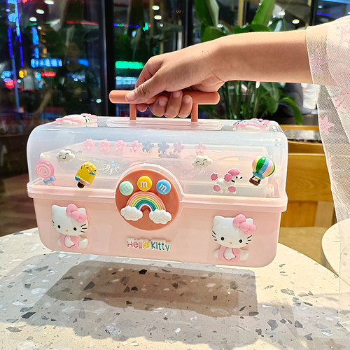 儿童发饰收纳盒女孩宝宝梳妆整理可爱多层皮筋头绳头饰饰品首饰盒 - 封面