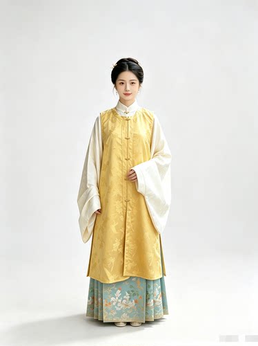 明制圆领长比甲秋日常百搭汉服