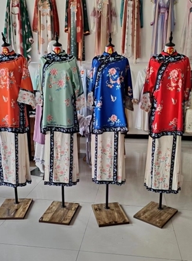 启葳朝晖原创 锦绣蝶羽清汉女传统服饰晋商少奶奶服装印花马面裙