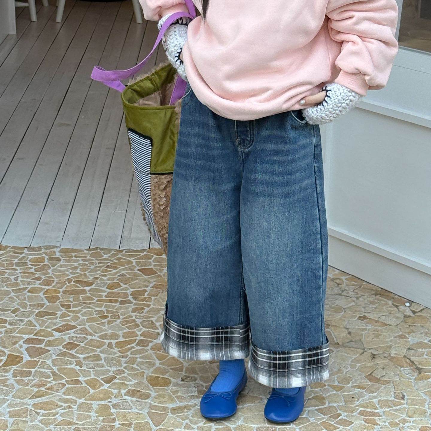 韩版儿童裤子25冬季新款女童牛仔裤脚口拼格子牛仔裤加绒保暖潮童,童装/婴儿装/亲子装,儿童牛仔裤,淘宝优惠券,粉丝福利购,淘宝优惠卷