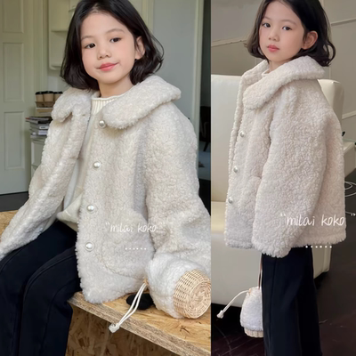 milaikoko韩版女童娃娃领毛外套