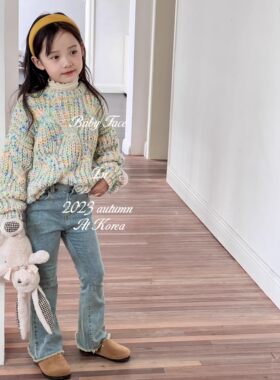 韩版女童粗棒针秋冬加厚毛衣