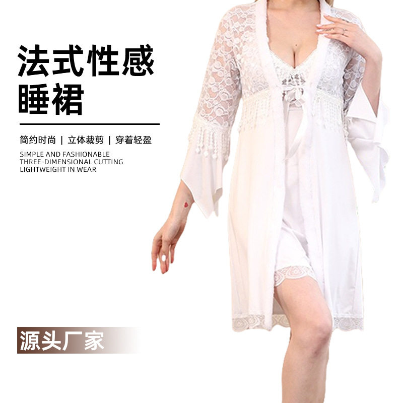 跨境新款欧美蕾丝性感女士家居感收腰显瘦低胸秋季连衣裙睡裙,女士内衣/男士内衣/家居服,睡袍/浴袍,淘宝优惠券,粉丝福利购,淘宝优惠卷