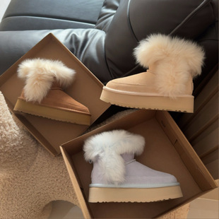 长毛靴冬季女士羊皮毛一体雪地靴经典超短靴蒂茨库特毛毛鞋加绒棉