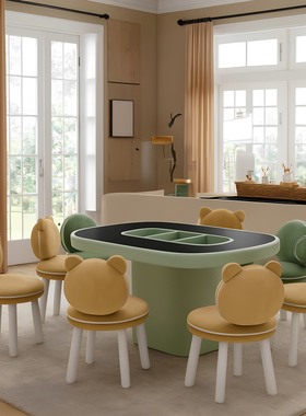 商场儿童区桌椅组合售楼处架空层玩乐培训幼儿园学习阅读绘画美术