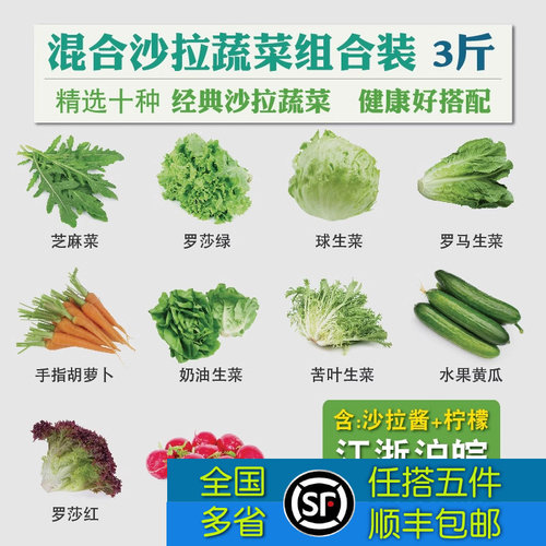 蔬菜沙拉球生吃沙拉混合新鲜沙拉套餐3斤装10种蔬菜健身套餐 - 封面