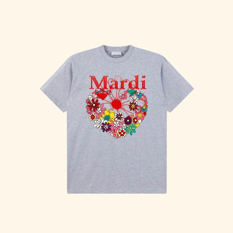 Mardi小雏菊心形花朵纯棉圆领短袖2026夏季新款上衣韩系休闲女t恤