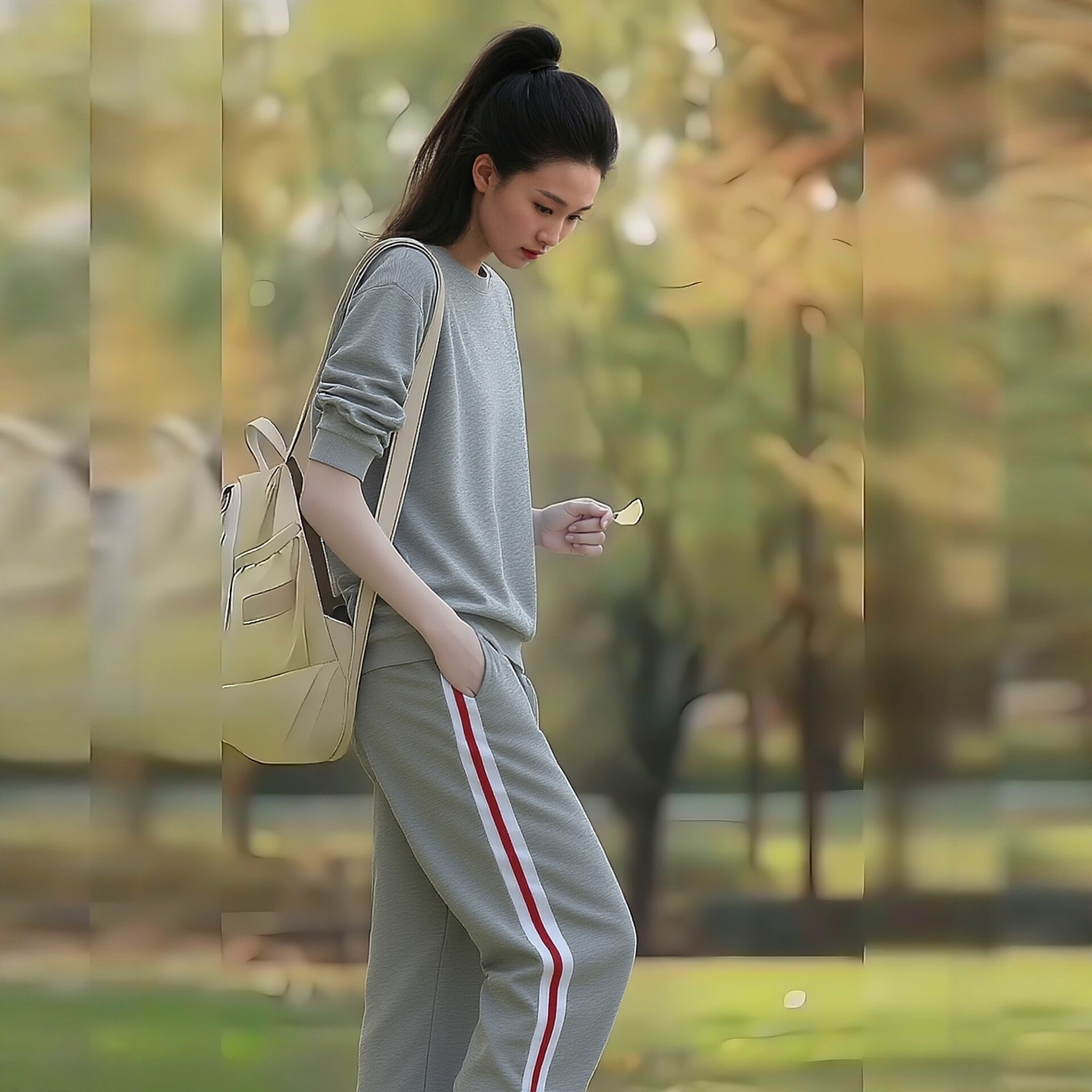 春夏秋儿童男女童小学生运动裤薄款裤子长裤灰色全棉收口休闲校裤