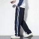 校服裤 全棉透气高腰松紧休闲裤 藏青色镶蓝白蓝杠条运动裤 春夏秋季