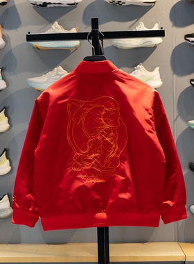 李宁男大童棉夹克2026春季新年款儿童宽松棉服棒球服外套YJMW001