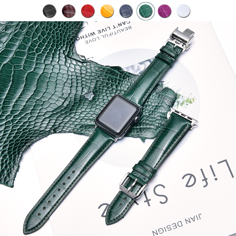 匠心优品适用苹果手表鳄鱼皮表带