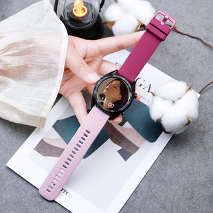 2手表表带运动款 适用华为gt5 pro荣耀watch4小格纹硅胶撞色潮gt3