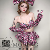 新款 夜店GOGO秀性感女团B组巡场粉色豹纹派对DS酒吧演出服套装