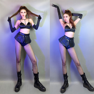黑色JAZZ女装 黑色性感酒吧GOGO领舞跳舞衣服 爵士舞蹈DS演出服套装