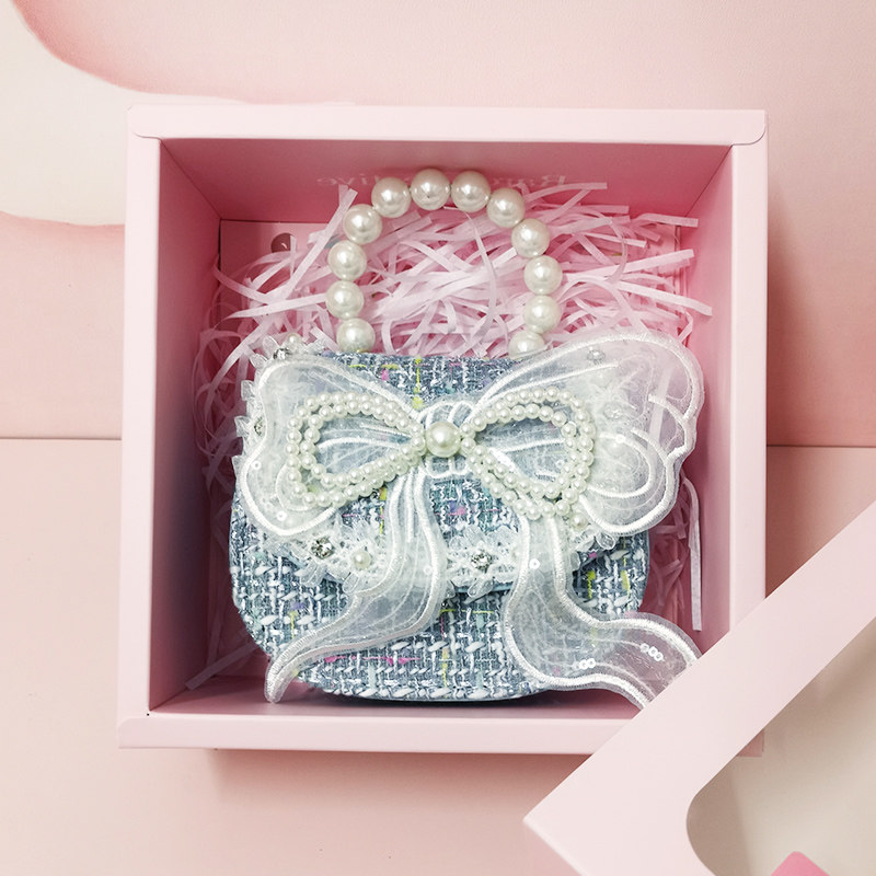 夏季新款儿童斜挎包爱莎公主小香风女童包包蝴蝶结礼盒单肩包宝宝