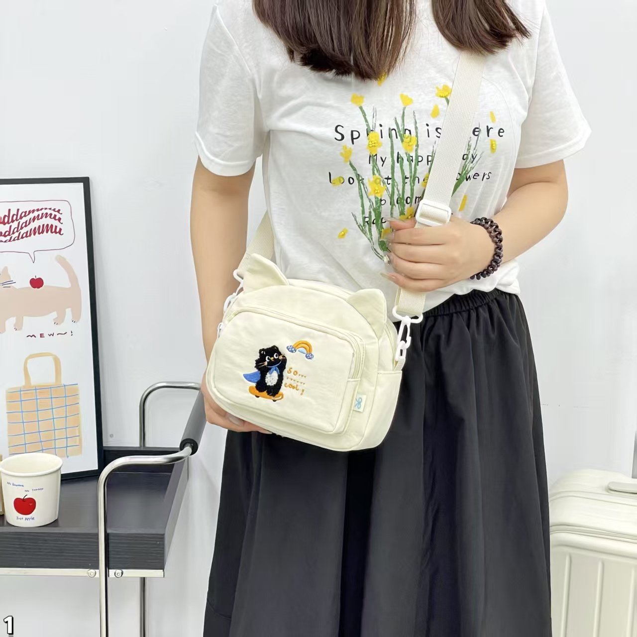 沐里沐气2025日系新款可爱卡通单肩包ins风学生百搭少女斜挎包