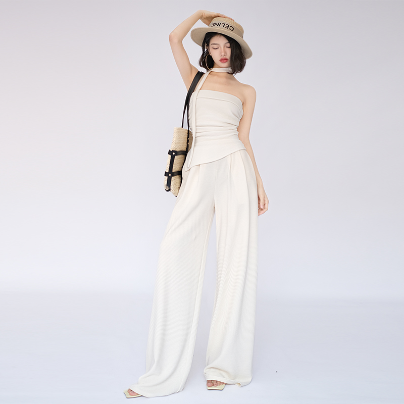 OFU2025辣妹一字肩抹胸套装女