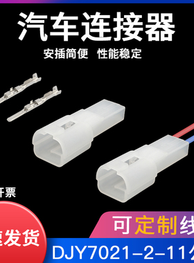 DJY7021-2-112孔公壳2芯2P汽车连接器接插件带配套端子带15cm线款