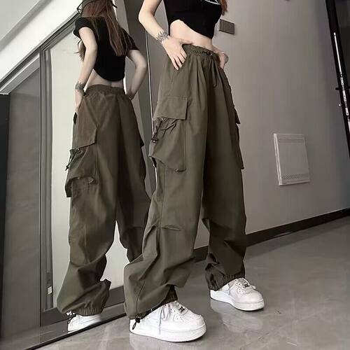 松紧腰通勤长裤工装裤