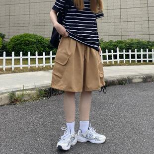 短裤女夏宽松日系工装裤子韩版学生百搭直筒休闲港风运动五分裤潮
