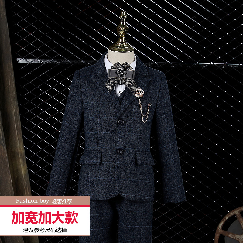 儿童西装套装男童加肥加大码礼服钢琴演出服装主持人大童胖童西服